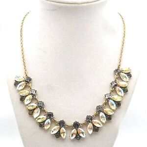 🌺 2/$20 J. Crew Necklace Gold Tone Teardrop Faceted Rhinestones Sparkling Grey